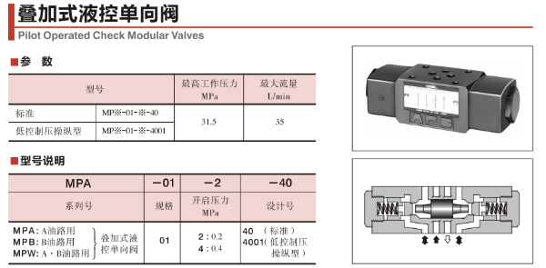 油研疊加式液控單向閥MPB-01-2-70與MPB-01-4-70的原理、應(yīng)用與比較