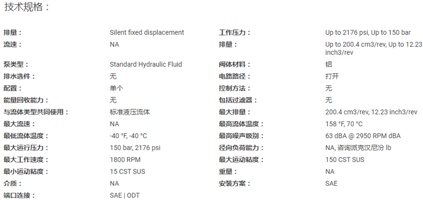 派克PGP529H系列齒輪泵技術(shù)規(guī)格